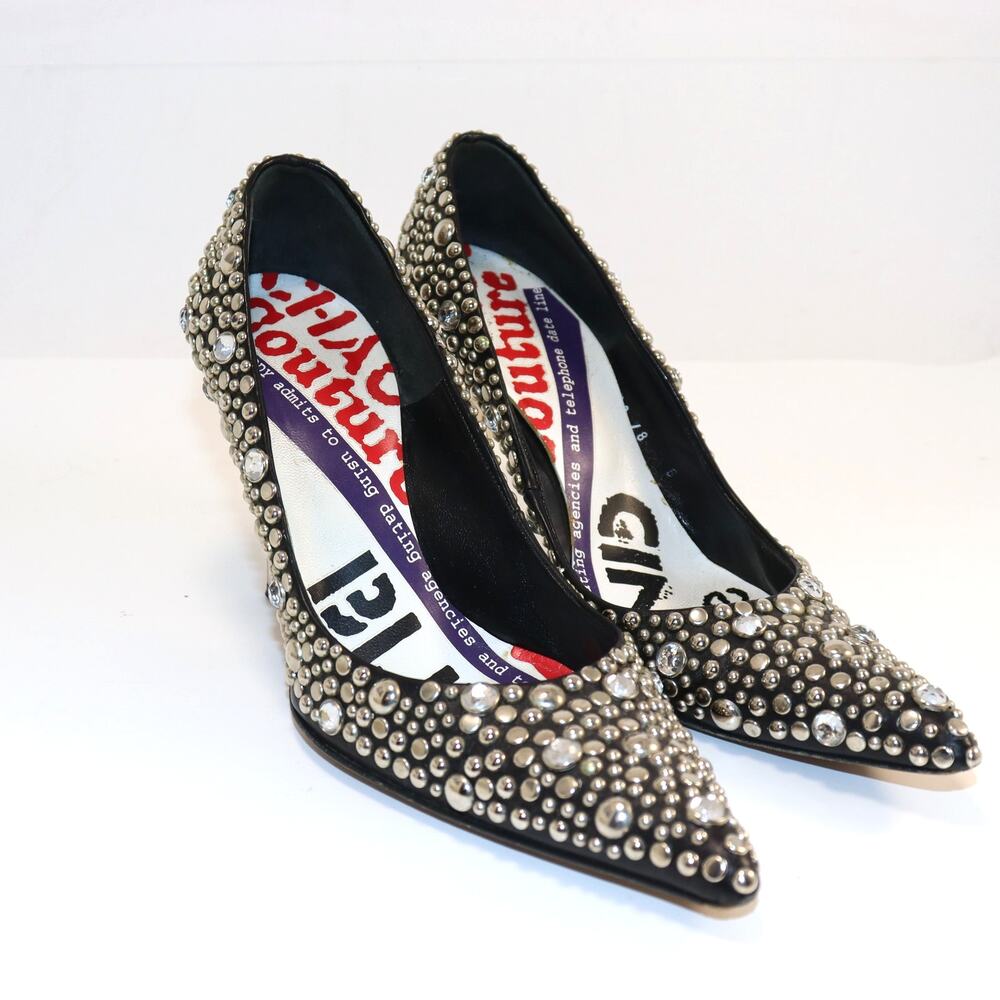 Versace Couture Studded Leather Heels Black EU36